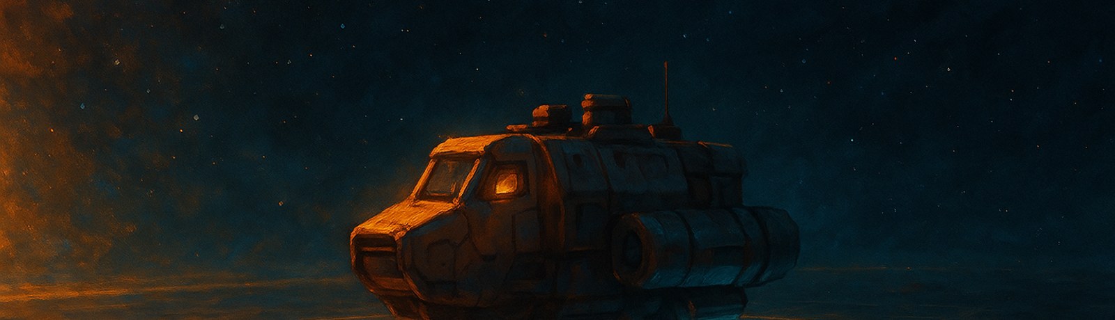 A trade ship powered up and ready to depart